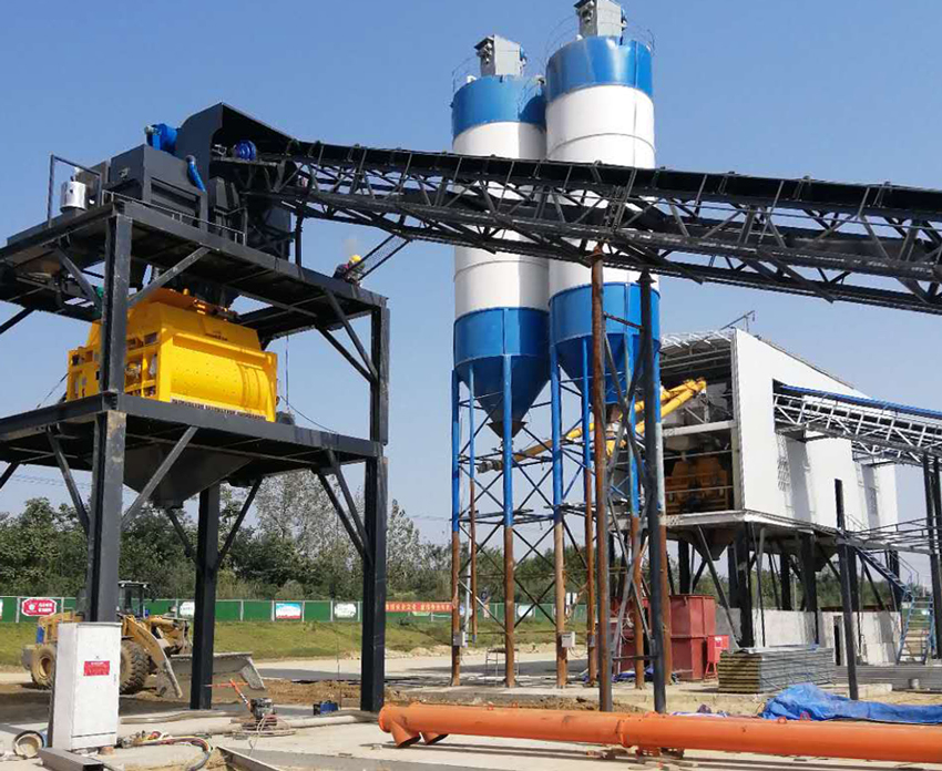 安徽六安hzs180混凝土攪拌站客戶現(xiàn)場(chǎng)